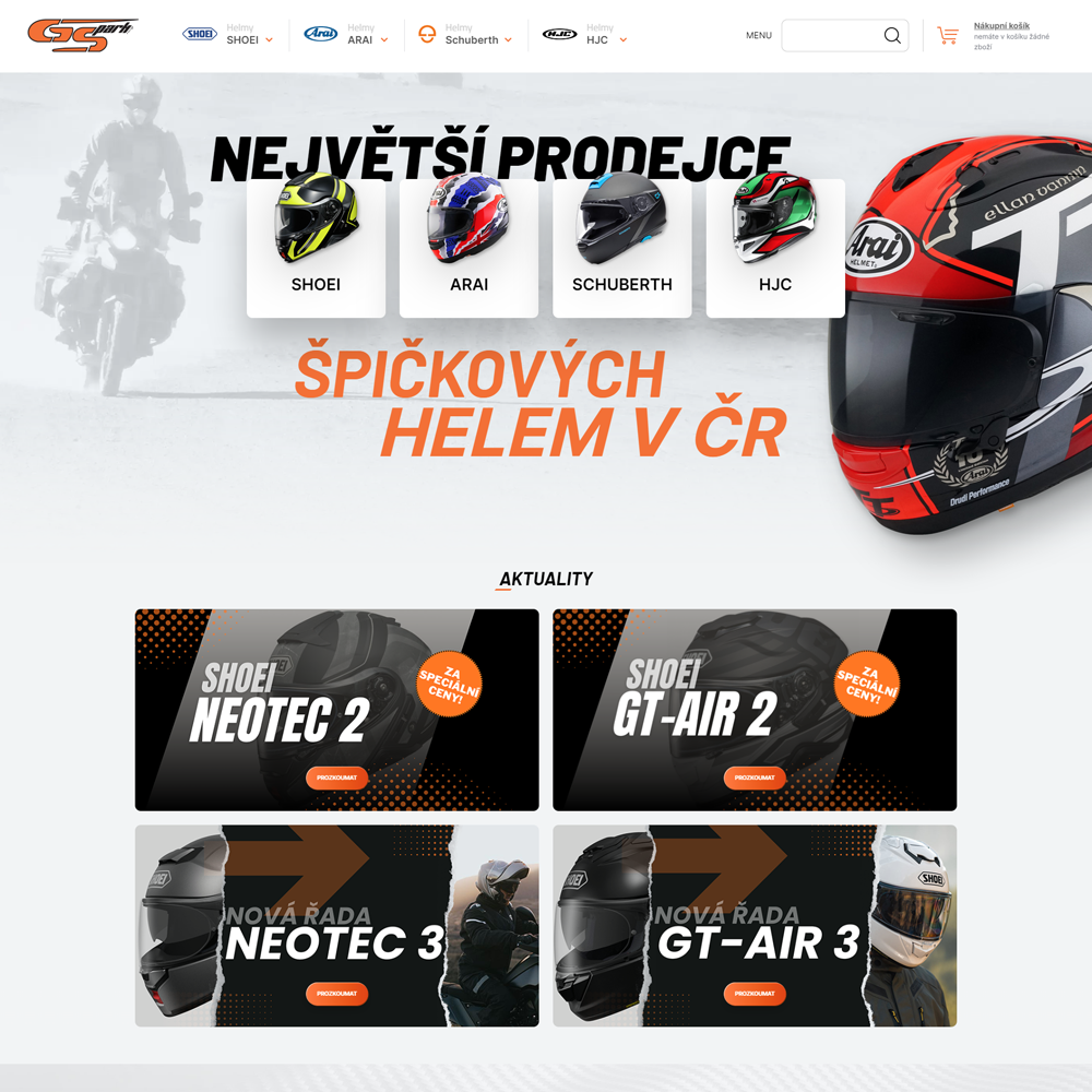 E-shop největšího specializovaného prodejce značkových helem v ČR